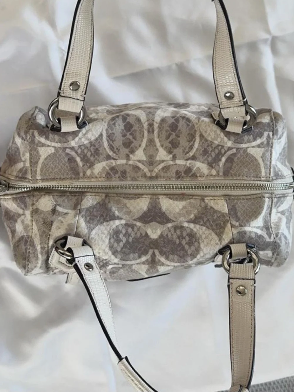 Coach Campbell Signature Satchel with Snakeskin - Picture 7 of 8